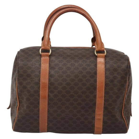 CELINE Macadam Canvas Hand Bag Pvc Leather Brown Gold - Picture 3 of 12